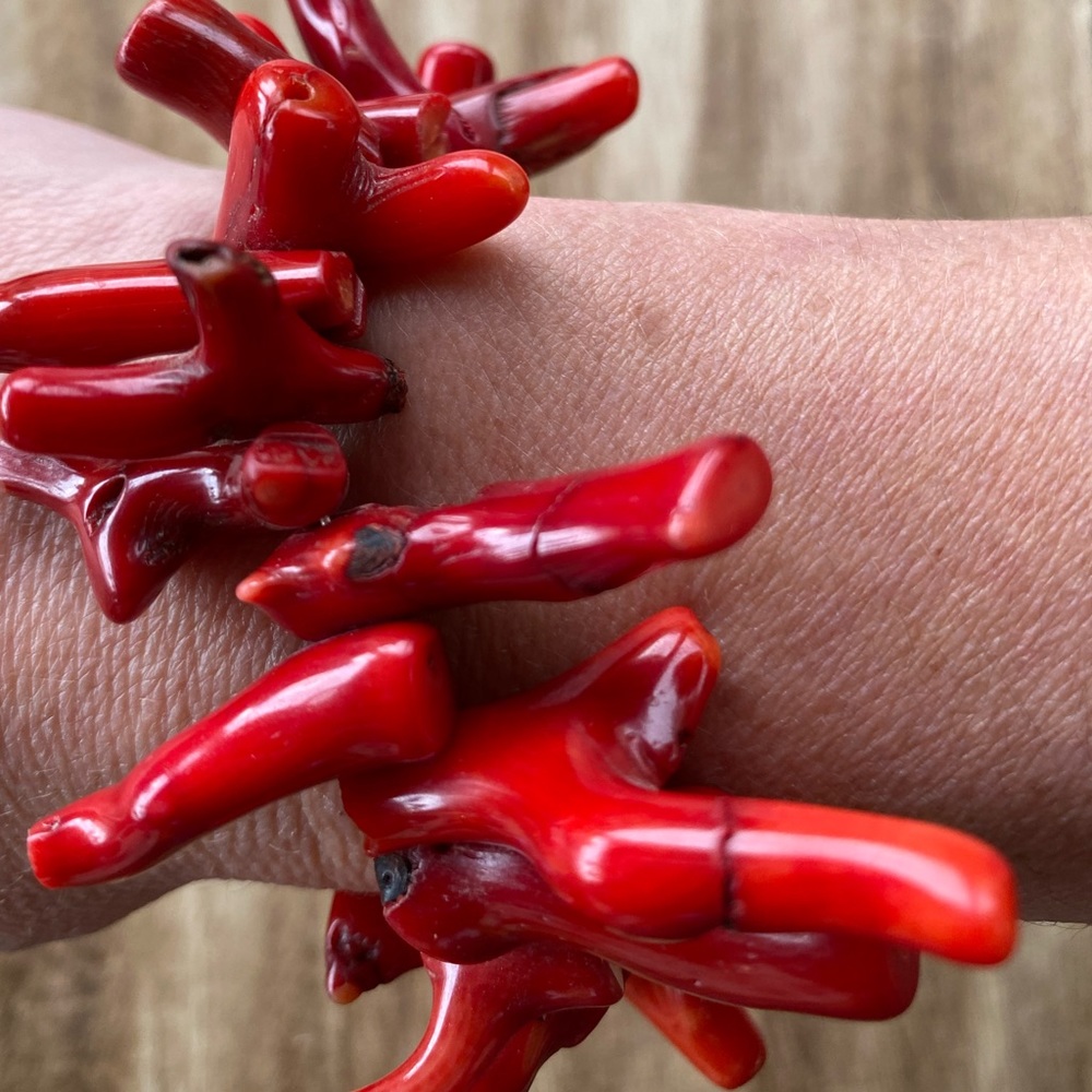 Coral and sterling sliver bracelet